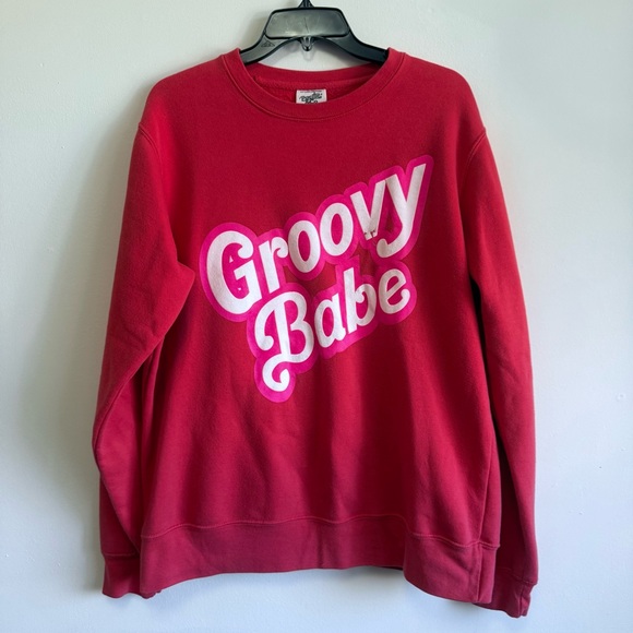Pacific & Co. Tops - Women’s Dark Pink 'Groovy Babe' Oversized Retro Sweatshirt